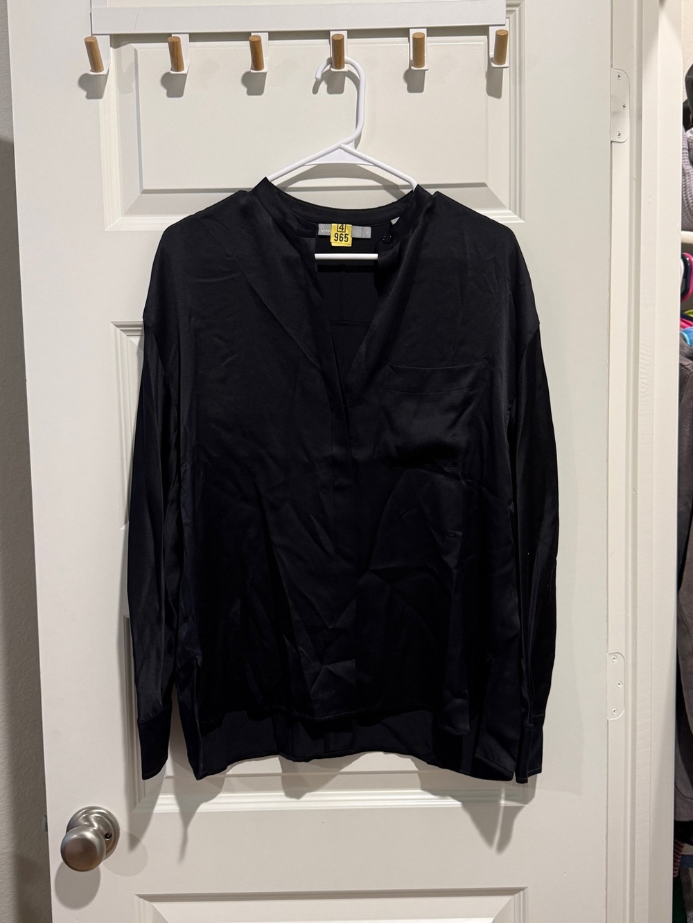 Vince Black 100% Silk Long Sleeve Top